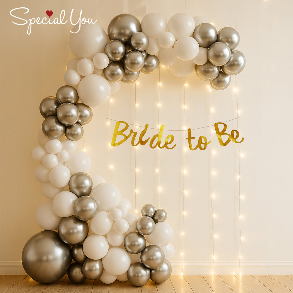 White and Silver Bride to be Bridal Shower Decoration Theme Set