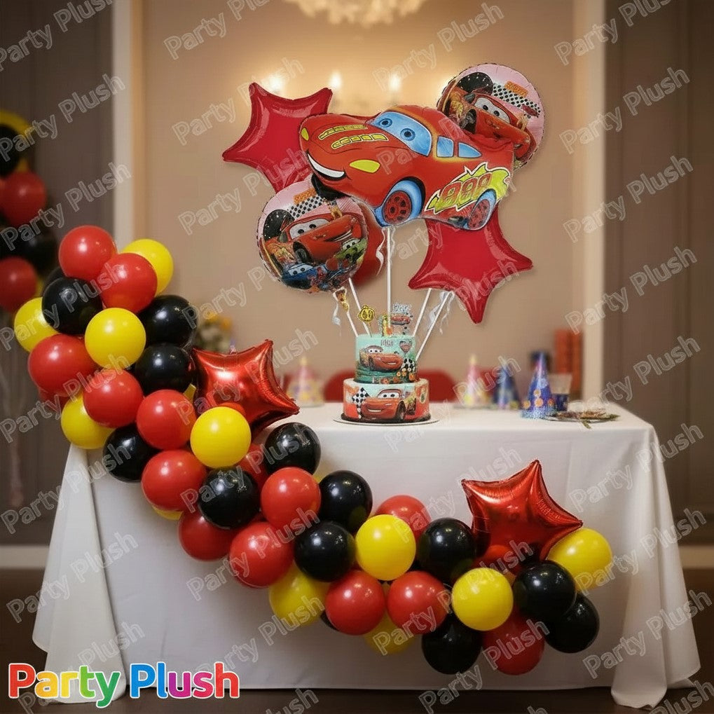 MC Queen Car Happy Birthday Decoration theme Set For Kids Birthday Decoration