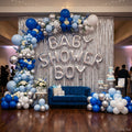 Luxury Baby Boy Shower Decoration | Royal Blue & Silver Theme Setup | Stunning Balloon Arch Ideas