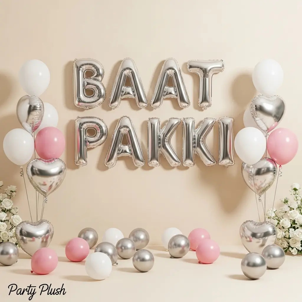 Baat Pakki Inflated Balloon Setup – Rose Gold & Silver