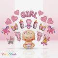 Baby Girl Foil Balloon Set 17pcs | Cute Baby Shower Decoration Balloons | Pink Theme Party Supplies