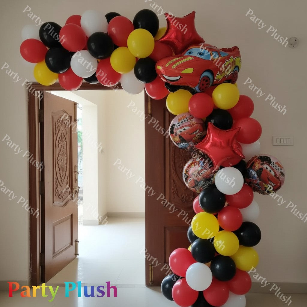 MC Queen Car Happy Birthday Decoration theme Set For Kids Birthday Decoration