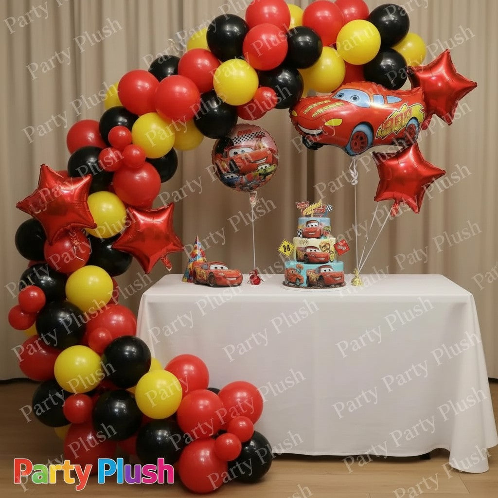 MC Queen Car Happy Birthday Decoration theme Set For Kids Birthday Decoration