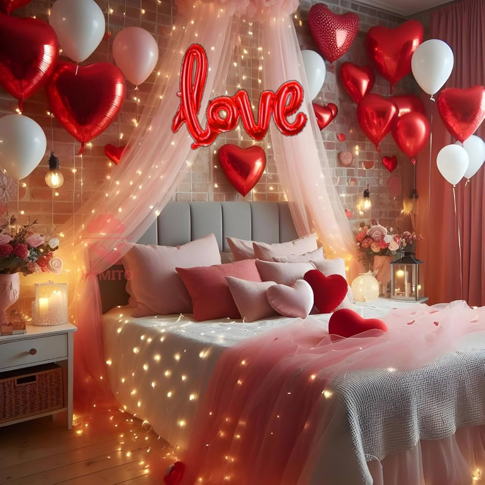 Romantic Canopy Anniversary Room Decoration