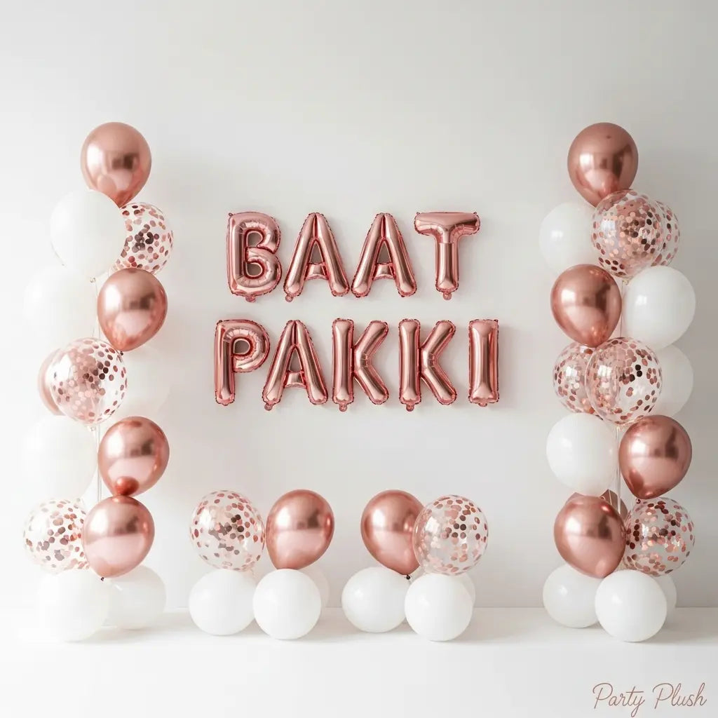 Baat Pakki Inflated Balloon Setup – Rose Gold & Silver