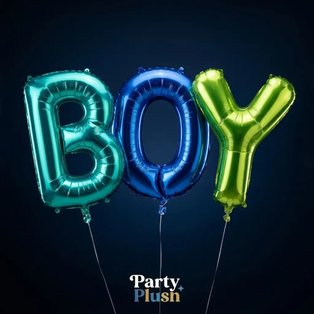 5 Pcs Baby Boy Letter Foil Balloon Set | "BOY" Letters + Heart + Star Balloon | Baby Shower Party Decoration Pakistan