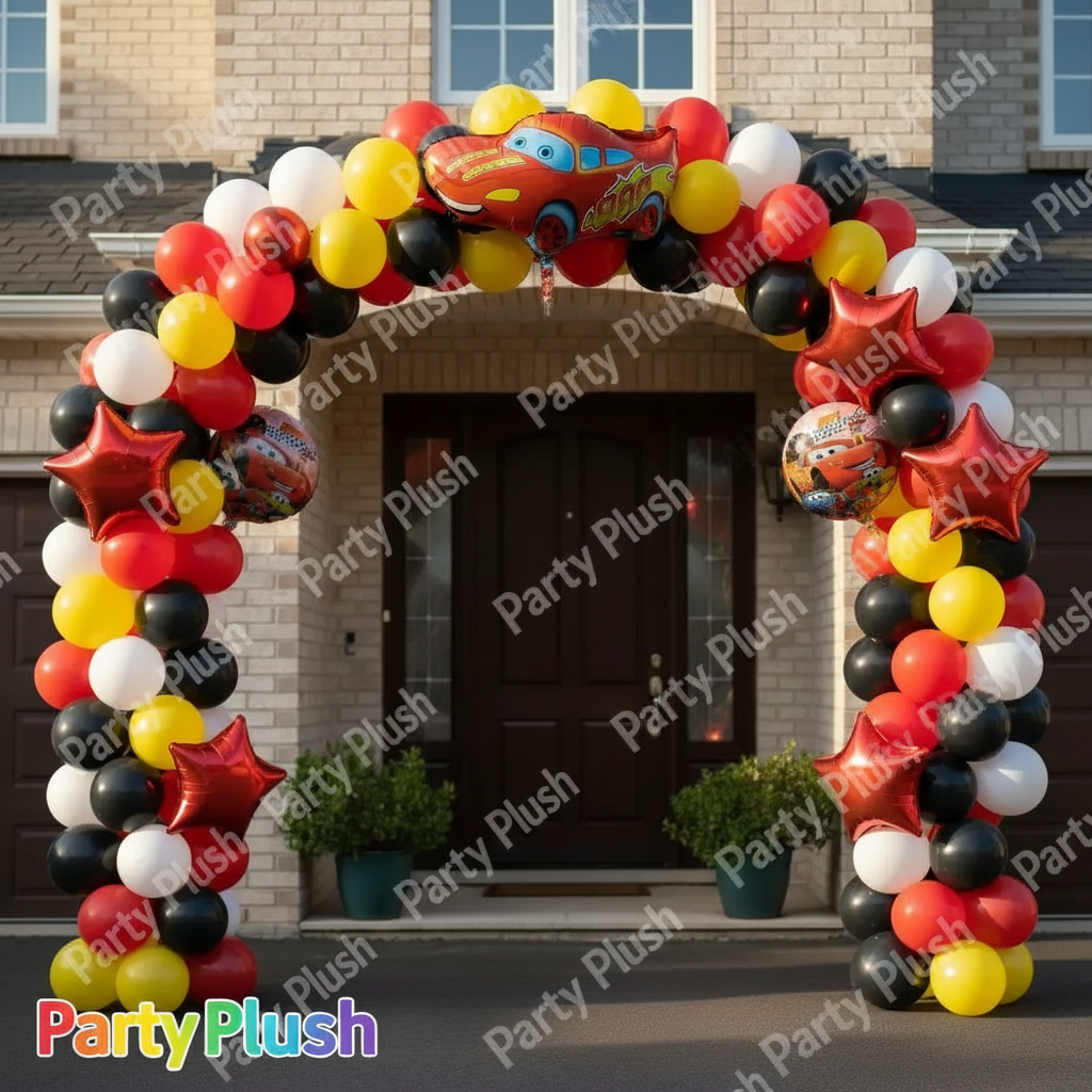 MC Queen Car Happy Birthday Decoration theme Set For Kids Birthday Decoration