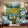 Baby Boy Shower Decoration Ideas | Green & Blue Organic Balloon Theme Setup | Fresh Party Design