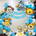 Safari animal theme kids birthday decoration set with animal foil balloons and balloon garland