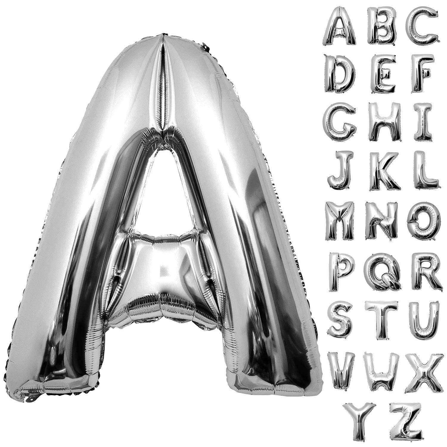16 Inch Alphabet Foil Balloons For Names and Customized Phases | Silver