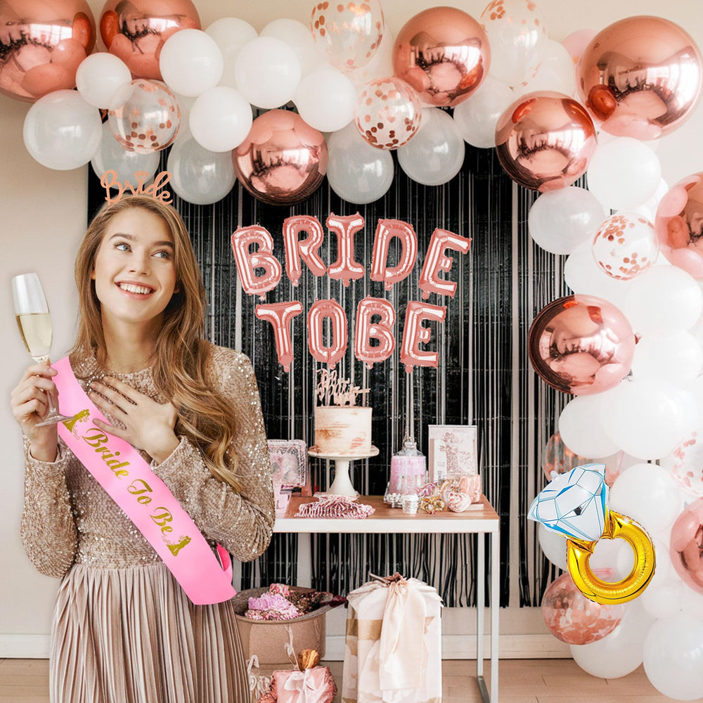 Bride to be Bridal Shower Decoration Theme Setup - Rose Gold and White