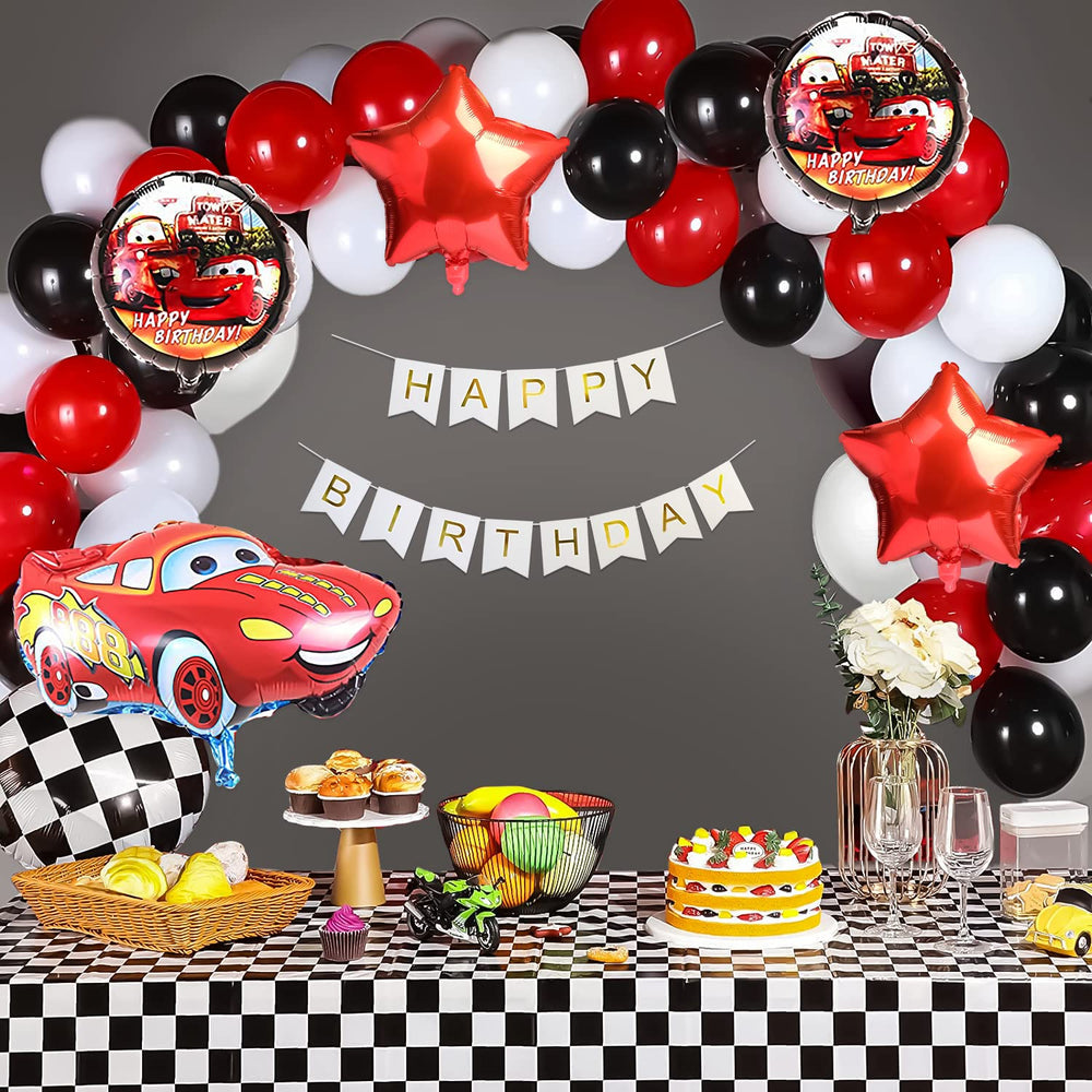MC Queen Car Happy Birthday Decoration theme Set For Kids Birthday Decoration