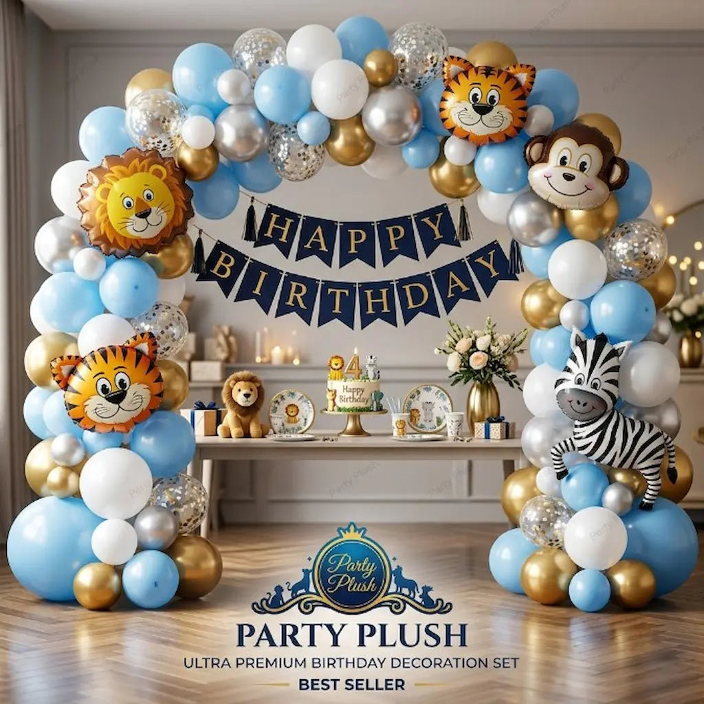 Animal Theme Happy Birthday Decoration Theme Set For Kids Birthday Party