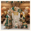 Luxury Balochi Emerald Bride To Be Decoration Theme with Emerald Green Balloon Arch and Elegant Bridal Shower Setup