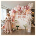 Butterfly Princess Bride decoration theme with pastel balloon arch, butterfly decorations and elegant bridal shower backdrop