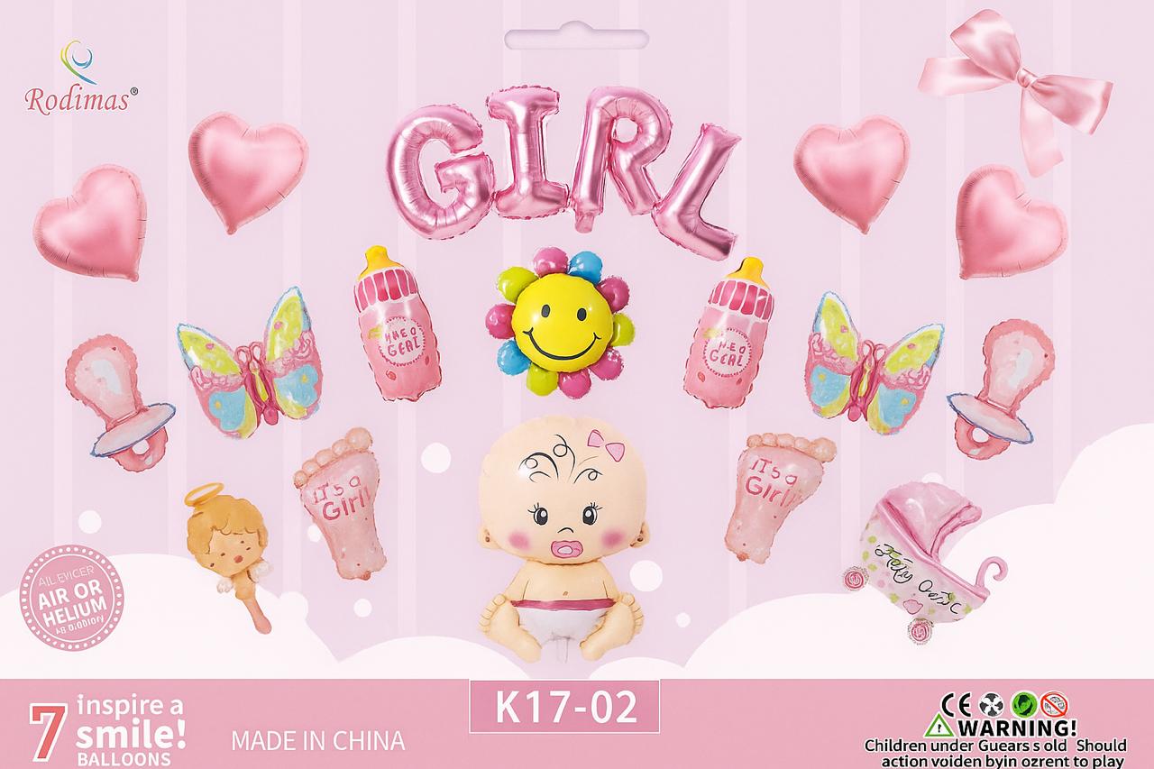 17 Pcs Its a Girl Decoration Theme Set for Baby Shower Decoration