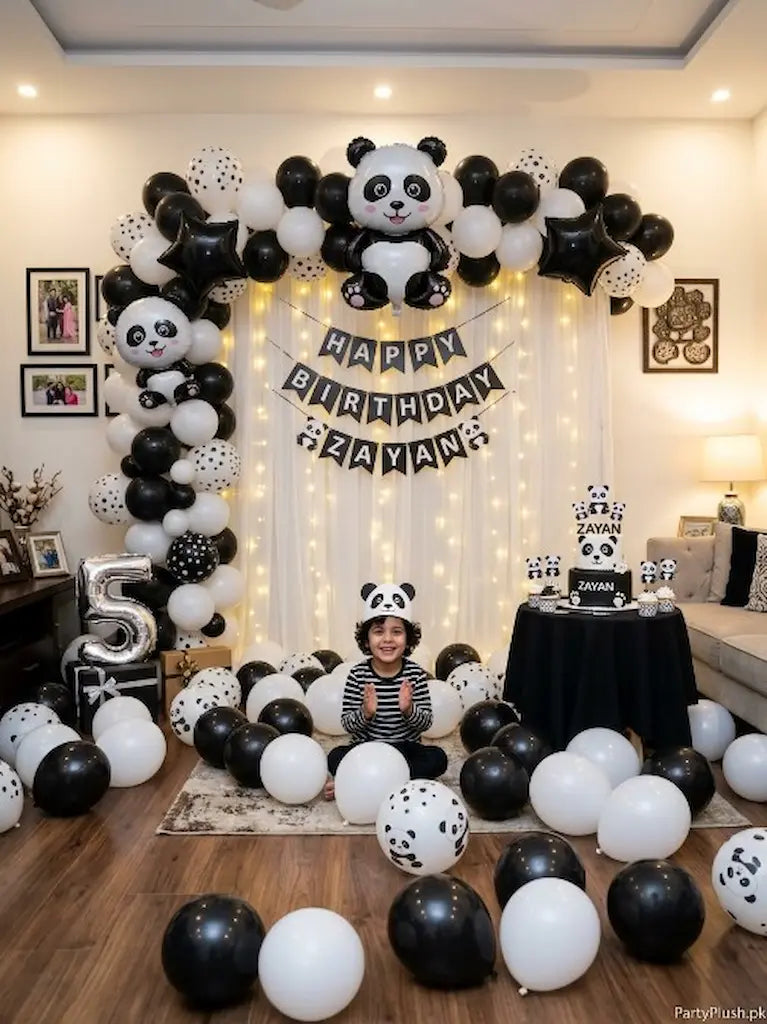 114 Pcs Luxury Panda Theme Birthday Room Setup | Kids Birthday Decoration Pakistan