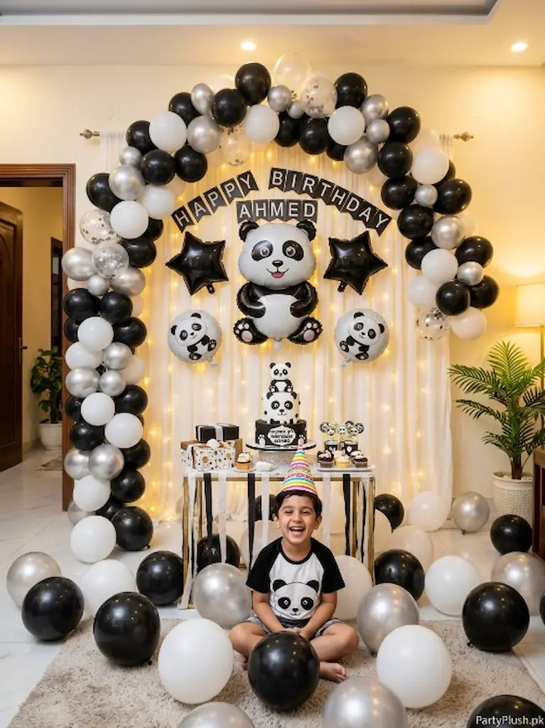114 Pcs Luxury Panda Theme Birthday Room Setup | Kids Birthday Decoration Pakistan