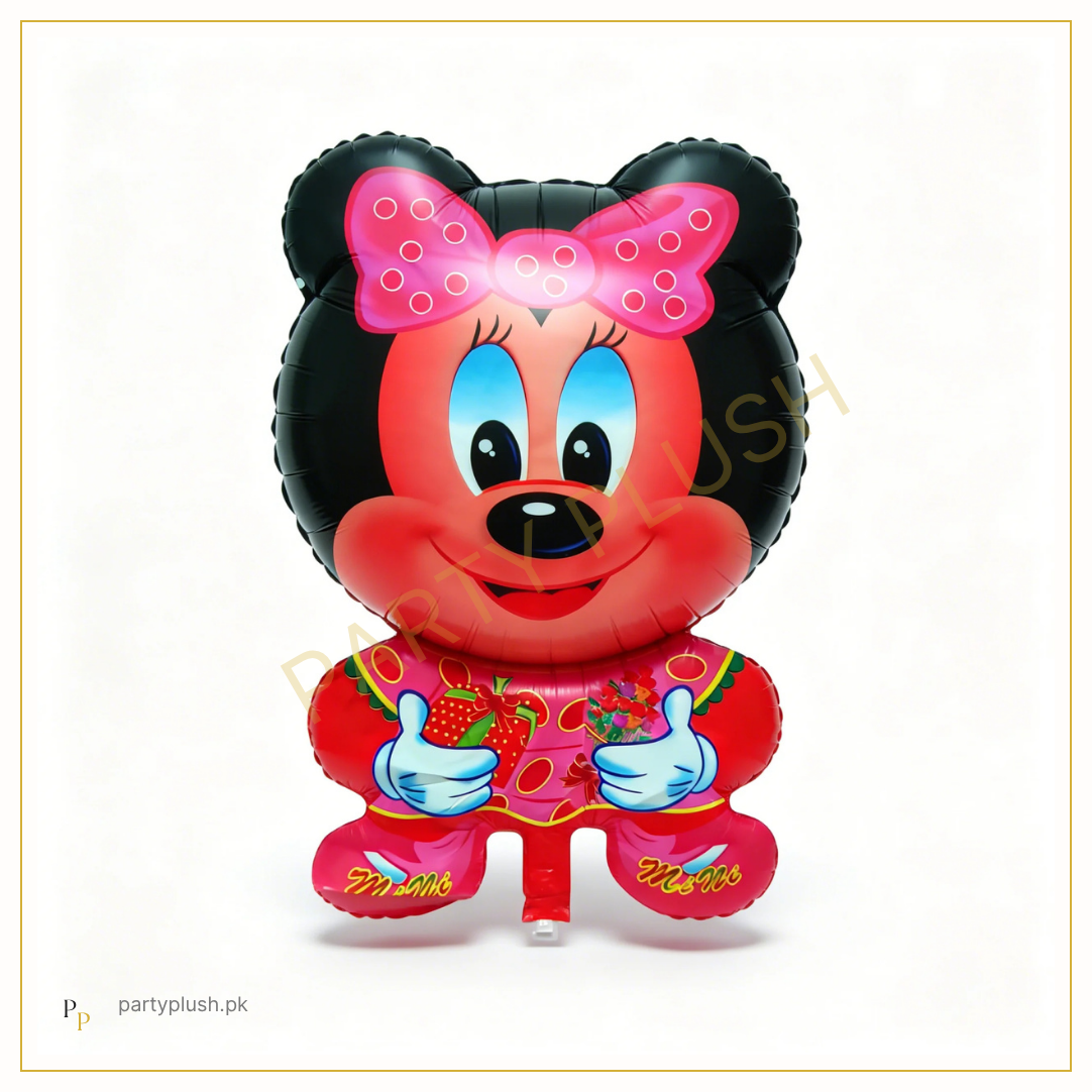 Minnie Mouse foil balloon with pink bow for girls birthday party decoration