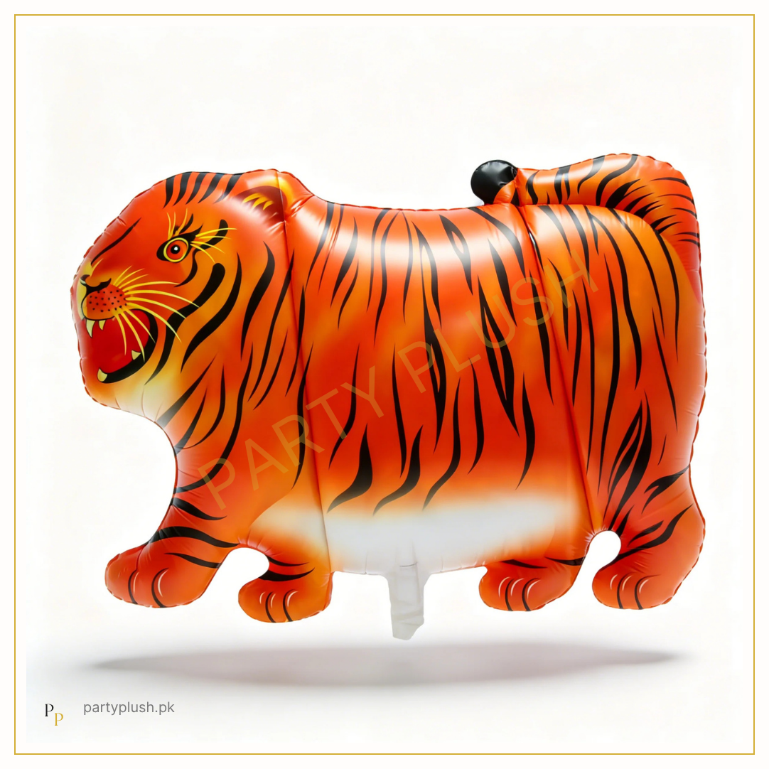 Large orange tiger foil balloon for kids jungle and safari birthday decoration