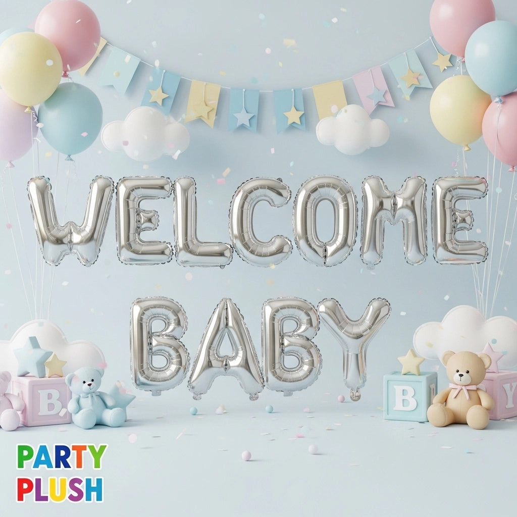 Welcome Baby Foil Balloon Set for Baby Shower & Newborn Celebration | Party Plush