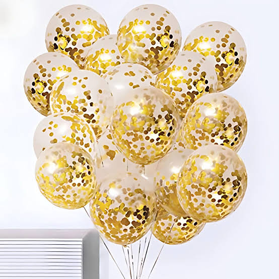 10 Pcs Golden Confetti Balloons For Party Decoration