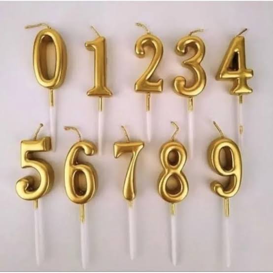 3D Metallic Number Candles Cake Toppers | Golden