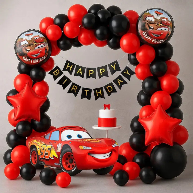MC Queen Car Happy Birthday Decoration theme Set For Kids Birthday Party